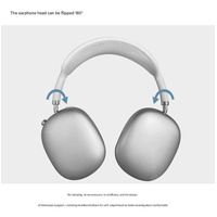 Silver Bluetooth Over-Ear Headphones - Mesh Headband, Wireless, Rotatable Earcups thumbnail