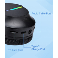 Blue Wireless Gaming Headphones with Lights - Foldable Design, 40mm Drivers, Comfortable thumbnail