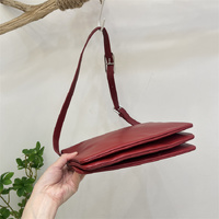 Red Minimalist Flap Shoulder Bag-Elegant Women's Double-Layer Crossbody thumbnail