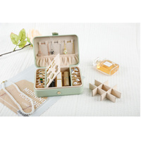 Beige Elegant Quilted PU Leather Jewelry Box - Portable Organizer for Travel & Home thumbnail