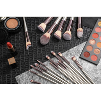 Beige 18-Piece Makeup Brush Set - Professional Synthetic Fiber Brushes with Wooden Handles for Flawless Beauty thumbnail