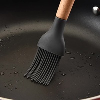 White And Brown 12-Piece Silicone Kitchen Utensil Set - Non-Stick Food-Grade Silicone Cooking Tools with Wooden Handles and Holder thumbnail