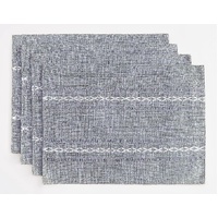 4 Pcs Blue Woven Placemats - Heat Resistant Kitchen Table Mats, Coffee Tea Cup Coasters, Linen Blend Dining Decor thumbnail