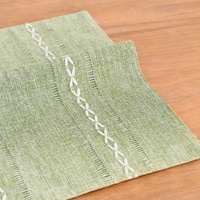 4 Pcs Green Woven Placemats - Heat Resistant Kitchen Table Mats, Coffee Tea Cup Coasters, Linen Blend Dining Decor thumbnail
