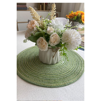 8 Pcs Khaki Woven Round Placemat - Non-Slip, Heat-Resistant Dining Table Mat,  30cm thumbnail
