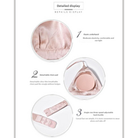 Size M Pink French Style Mulberry Silk Wireless Bralette - Triangle Cup Anti-Sagging Bra for Fuller Busts, Lightweight Comfort thumbnail