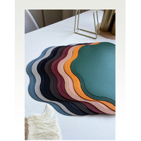 Coffee Nordic Style Faux Leather Placemats Set of 4 - Heat-Resistant Waterproof Table Mats 38x38cm(cutlery not included) thumbnail