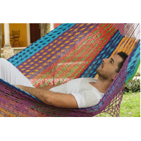 Outdoor undercover cotton Mayan Legacy hammock with hand crocheted tassels King Size Colorina thumbnail