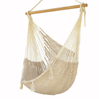 Mayan Legacy Extra Large Outdoor Cotton Mexican Hammock Chair in Cream Colour thumbnail
