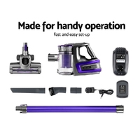 Devanti Stick Vacuum Cleaner Bagless Cordless 150W Purple thumbnail