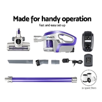 Devanti Stick Vacuum Cleaner Cordless HEPA Filter Purple 150W thumbnail