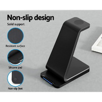Devanti 3 in 1 Wireless Charger Dock 15W Fast Charging Stand thumbnail