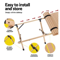 Gardeon Outdoor Furniture Wooden Egg Roll Picnic Table Camping Desk 120CM thumbnail