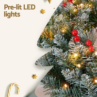 Jingle Jollys 60cm Christmas Wreath LED Lights Snowy Berries Garland Party Decor thumbnail