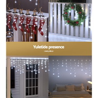 Jingle Jollys Christmas Lights 80 LED 3M Icicle Light Snow Decorations thumbnail