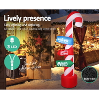 Jingle Jollys Christmas Inflatable Candy Pole 2.4M Illuminated Decorations thumbnail