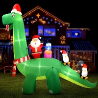 Jingle Jollys Christmas Inflatable Santa Dinosaur 3.8M Illuminated Decorations thumbnail