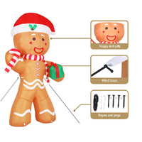 Jingle Jollys Christmas Inflatable Gingerbread Man 2.4M Illuminated Decorations thumbnail