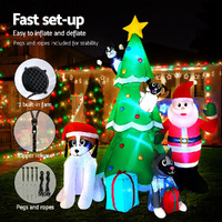 Jingle Jollys Christmas Inflatable Santa Tree 3M Illuminated Decorations thumbnail