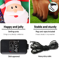 Jingle Jollys Christmas Inflatable Santa Sleigh 2.2M Illuminated Decorations thumbnail