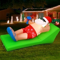 Jingle Jollys Christmas Inflatable Santa Bench 1.8M LED Illuminated Decorations thumbnail