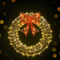 0.6M Christmas Lights 160 LED Motif Solar Wreath Xmas Decorations Jingle Jollys thumbnail