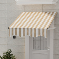 Instahut Window Door Awning 1mx1m Beige White Polyester Fabric Aluminum Frame thumbnail