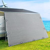 Caravan Privacy Screen Roll Out Awning 4.6x1.95M End Wall Side Sun Shade Grey thumbnail
