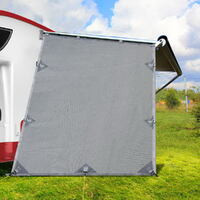 Caravan Privacy Screen Roll Out Awning 1.95 x 2.2M Sun Shade End Wall Side Grey thumbnail