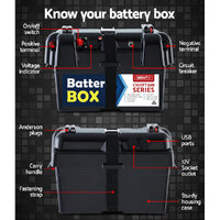 Giantz AGM Battery Box 12v Large Deep Cycle Box Portable Solar Caravan Camping thumbnail