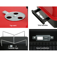 Grillz Charcoal BBQ Portable Grill Camping Barbecue Outdoor Cooking Smoker thumbnail