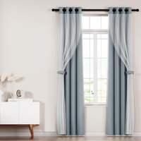 Artiss 2X 132x160cm Blockout Sheer Curtains Light Grey thumbnail
