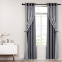 Artiss 2X 132x213cm Blockout Sheer Curtains Charcoal thumbnail