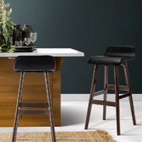 Artiss 2x Bar Stools Wooden Stool Black thumbnail