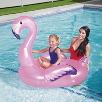 Bestway Kids Flamingo Rider Ride On Float Floating Seat Pool Lounger 1.27Mx1.27M thumbnail