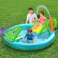 Bestway Kids Inflatable Splash Play Pool with Slide Ball Crocodile Fishing Net thumbnail