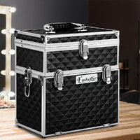 Embellir Portable Cosmetic Beauty Makeup Carry Case with Mirror - Diamond Black thumbnail