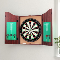 18" Dartboard Dart Board with Steel Darts Wooden Cabinet Party Game thumbnail