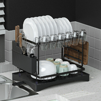Cefito Dish Rack Expandable Drying Drainer Cutlery Holder Tray Kitchen 2 Tiers thumbnail