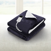 Giselle Electric Throw Rug Heated Blanket Fleece Charcoal thumbnail