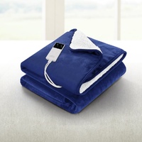 Giselle Electric Throw Rug Heated Blanket Washable Snuggle Flannel Winter Navy thumbnail