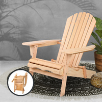 Gardeon Adirondack Outdoor Chairs Wooden Beach Chair Patio Furniture Garden Natural thumbnail