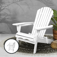Gardeon Adirondack Outdoor Chairs Wooden Foldable Beach Chair Patio Furniture White thumbnail