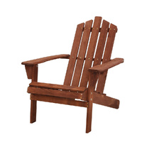 Gardeon Adirondack Outdoor Chairs Wooden Beach Chair Patio Furniture Garden Brown thumbnail