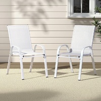 Gardeon 2PC Outdoor Dining Chairs Stackable Lounge Chair Patio Furniture White thumbnail