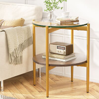 Artiss Coffee Table 45CM Round Tempered Glass Carol thumbnail
