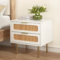 Artiss Rattan Bedside Table 2 Drawers Pine thumbnail