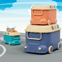 Keezi 3PCS Toy Storage Box Cute Car Toy Container Kids Toys Organiser Snack Boxes thumbnail