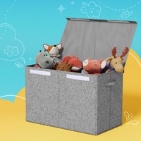 Keezi Large Toy Box Chest Storage with Flip-Top Lid Foldable Organizer Bins Grey thumbnail