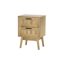 Artiss Rattan Bedside Table 2 Drawers Wood - RIE Oak thumbnail